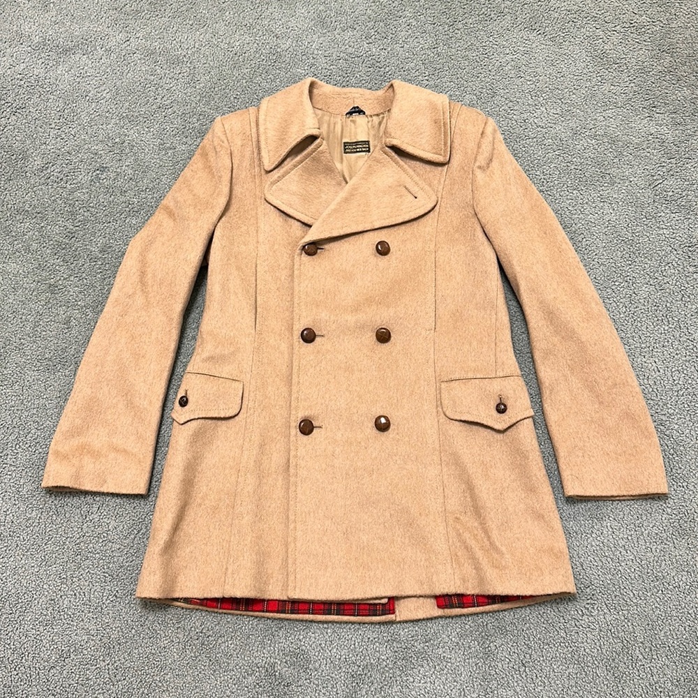 Vintage 60s double breasted Wool Coat Flannel Lined Joseph Magnin Italy size 44